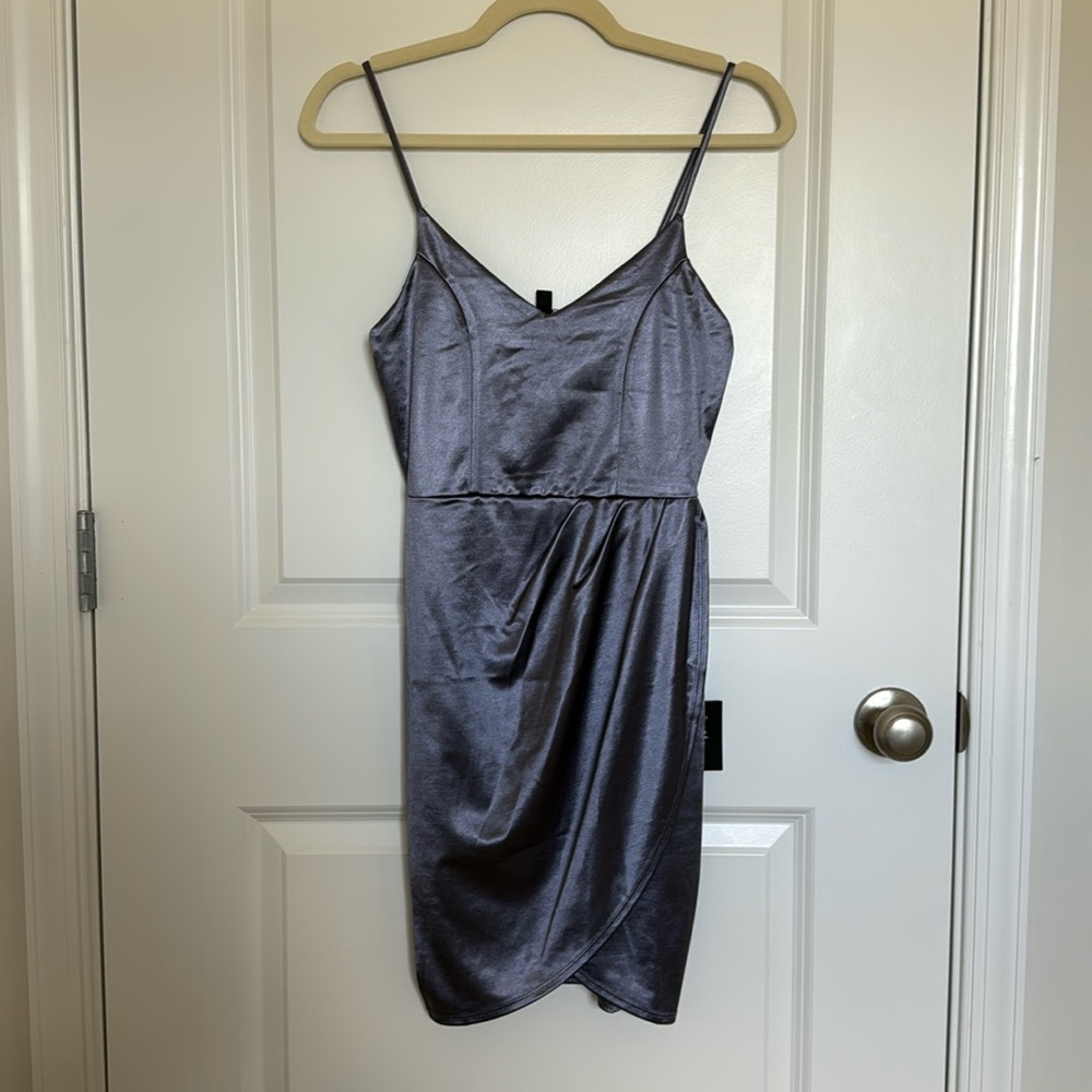 Lulu's Shimmering Lavender Satin Dress